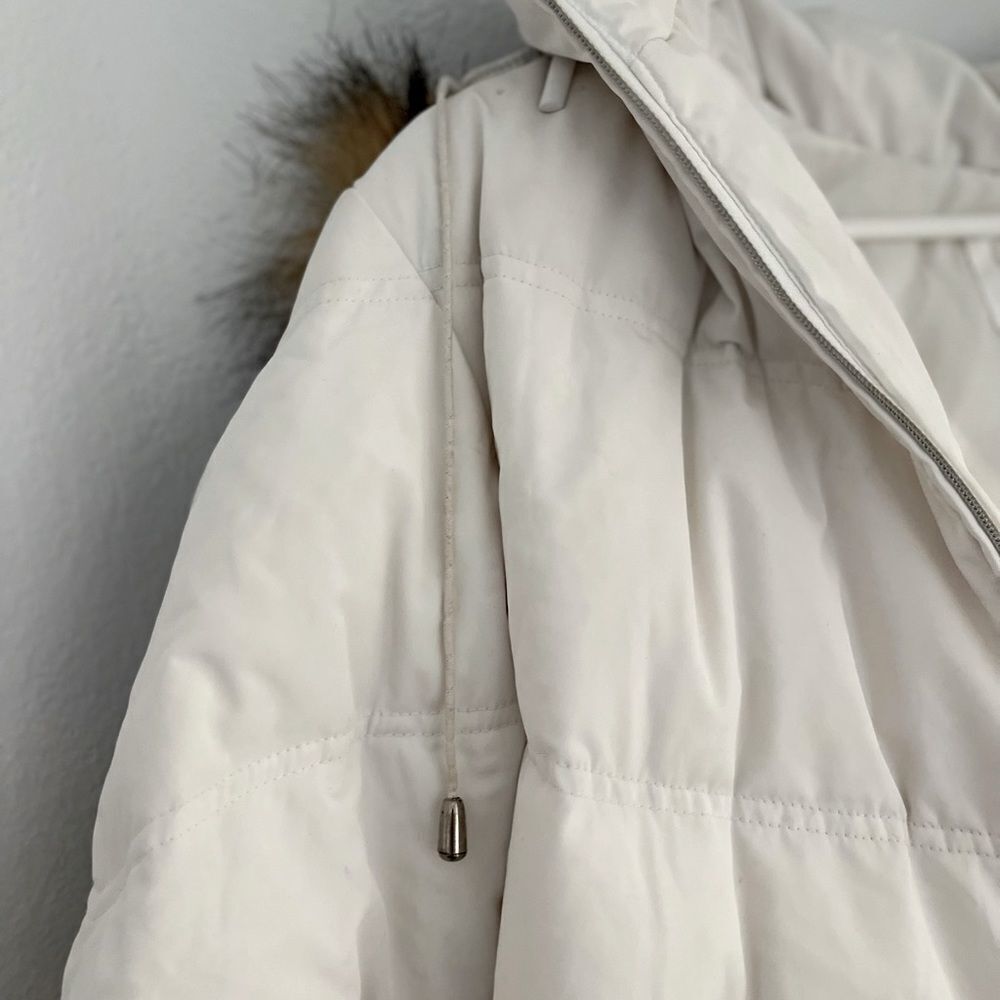 Giacca Puffer Jacket Winter Fur Lining White Brown Warm Coat Snow Jacket Size L‍ - Picture 5 of 9